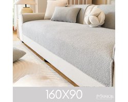 Teddy Bankhoes / Zetelovertrek – 2-Zits 160x90 - Licht Grijs – Pluche Sofa Protector – Zachte Teddy Plaid Beschermhoes voor Bank, Zetel & Salon - Bankhoezen, Bankbeschermer, Cover, Bankkleed, Zetelhoes - Tegen beschadigingen en vlekken