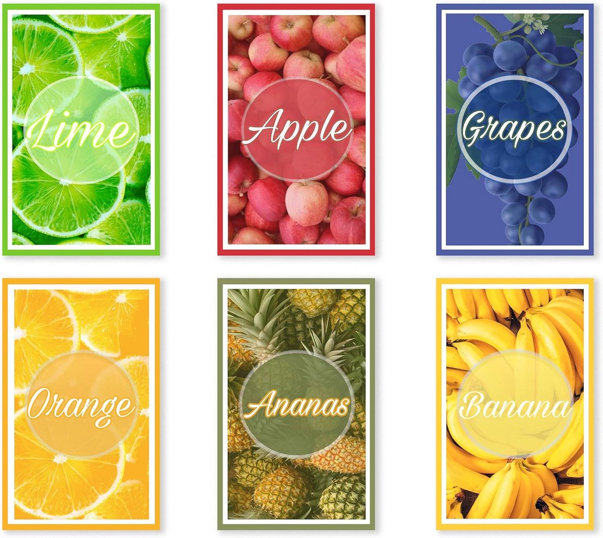 Set van 6 Katoenen Theedoeken Maxi Formaat Met Fruitprint
