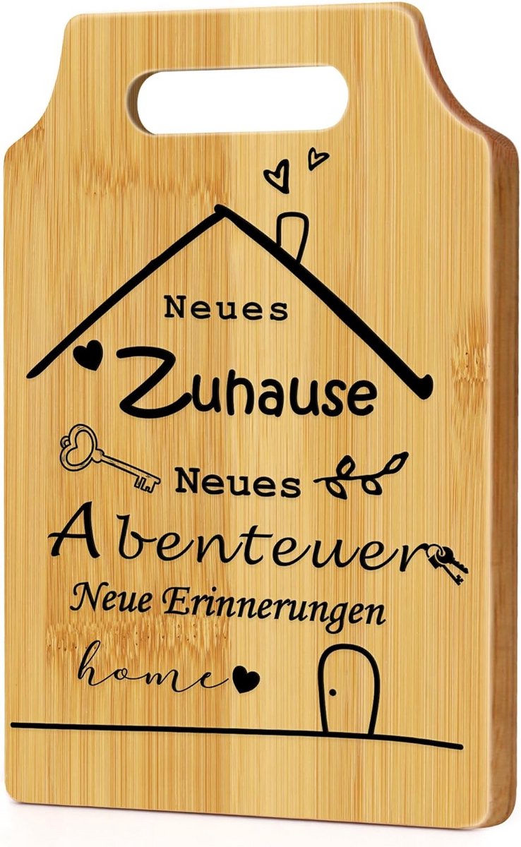 Decoratieve bamboe snijplank als origineel housewarming cadeau voor nieuw huis