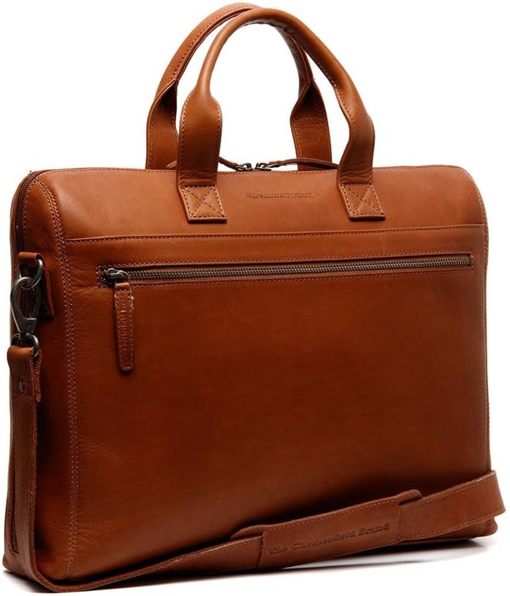 Leren Laptoptas Cognac Serieus Gebruik Met Vakken Voor A4 Documenten