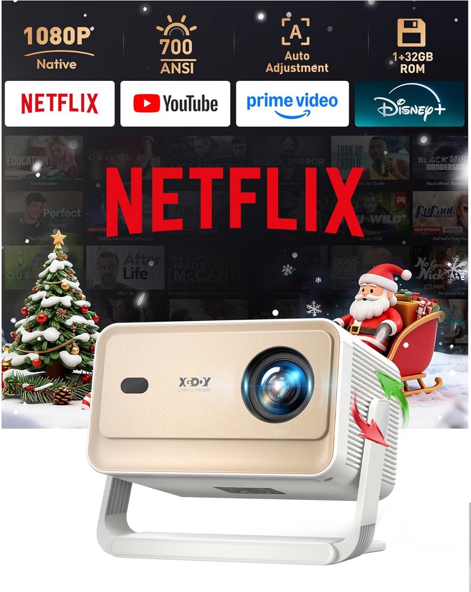 4K Beamer Projector met Ingebouwde Apps en Gimbal Stabilisatie