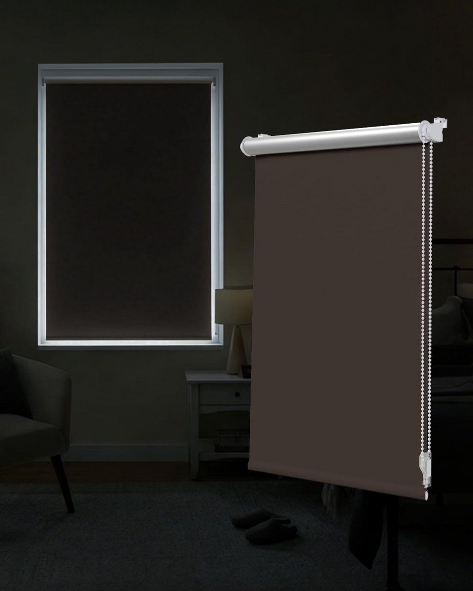 Verduisterend Thermorolgordijn zonder Boren, 80x220 cm, Donkerbruin
