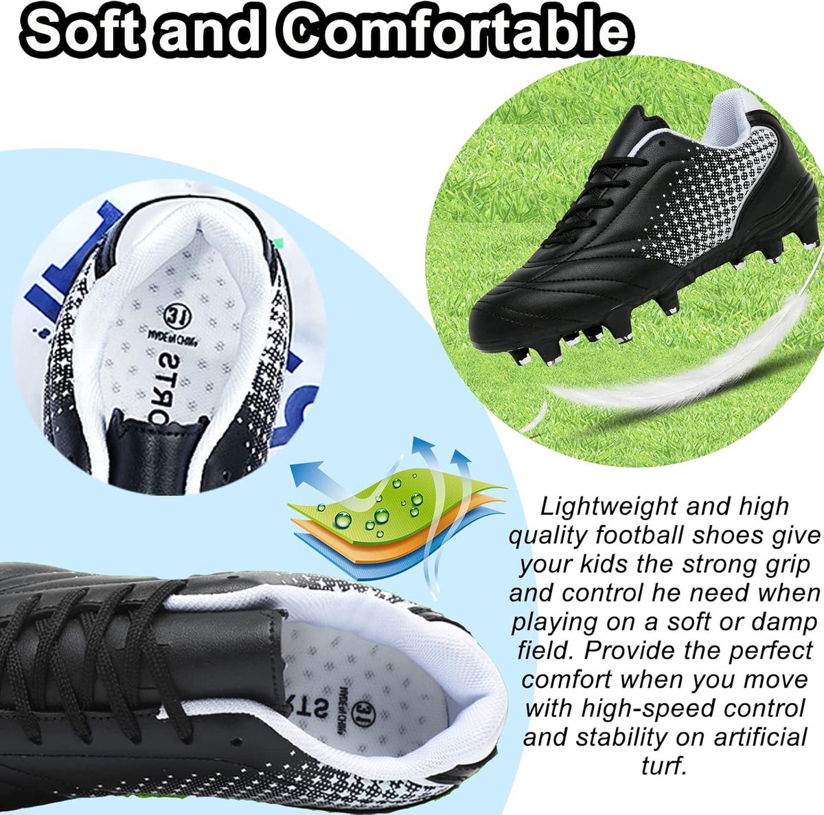 Voetbalschoenen Jongens en Meisjes - FG/AG Noppen voor Training en Wedstrijd