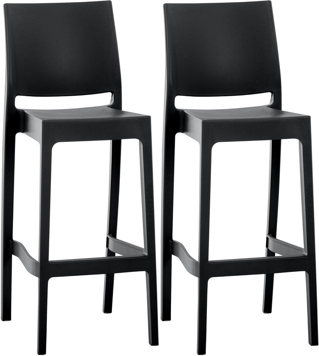 Set van 2 Zwarte Barkrukken - Comfortabele Kunststof Barstoelen