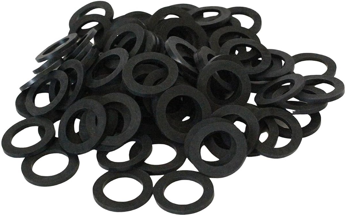 Platte Rubber Pakking - Dichtingsring - Waterleiding Reparatie - EPDM-rubber Materiaal - 24 x 14 x 2.5 mm - Zwart