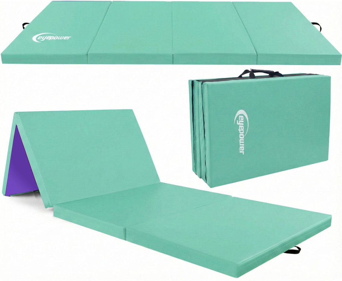 eyepower Opvouwbare Turnmat 180x60x5 cm Dik - Gym Mat voor Thuisgebruik - Veilige Gymnastiek Onderlegger voor Kinderen Fitness en Turnen - Schokdempend Sport Vloermat voor Training