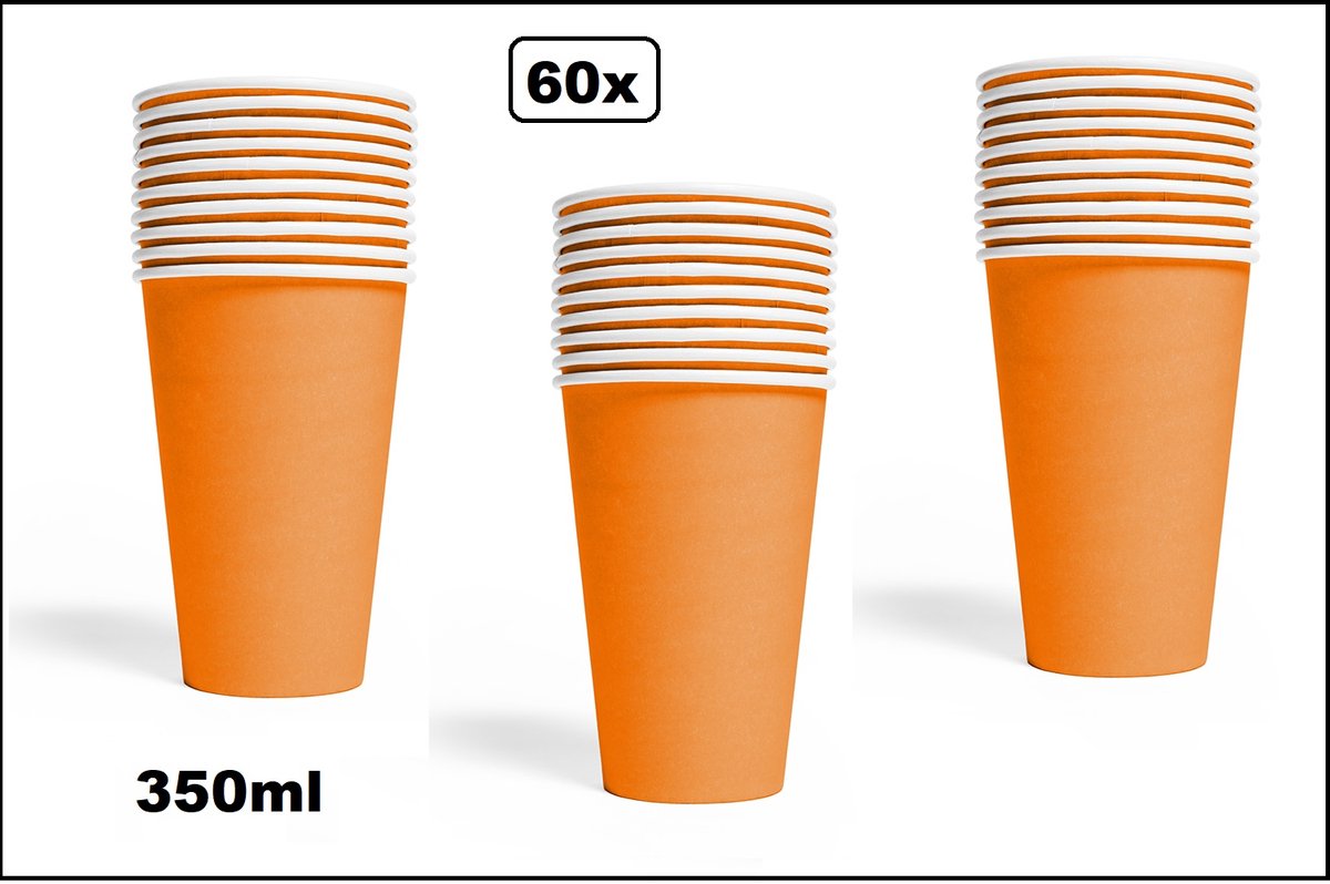 60x Mega beker oranje karton 350ml - Drinken drank limonade