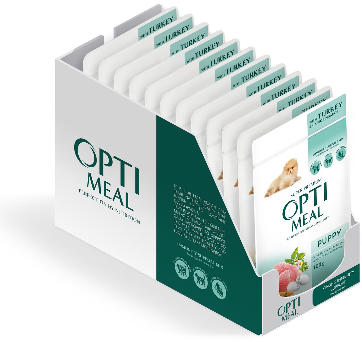 Optimeal puppy natvoer met kalkoen en wortel in saus - 12x 100g