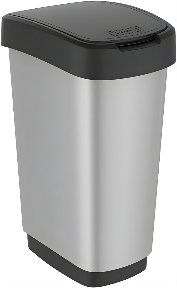 DnA® Prullenbak 50 Liter - Prullenbak - Prullenbakken - Zwart/Zilver - 40cm x 30cm x 60cm