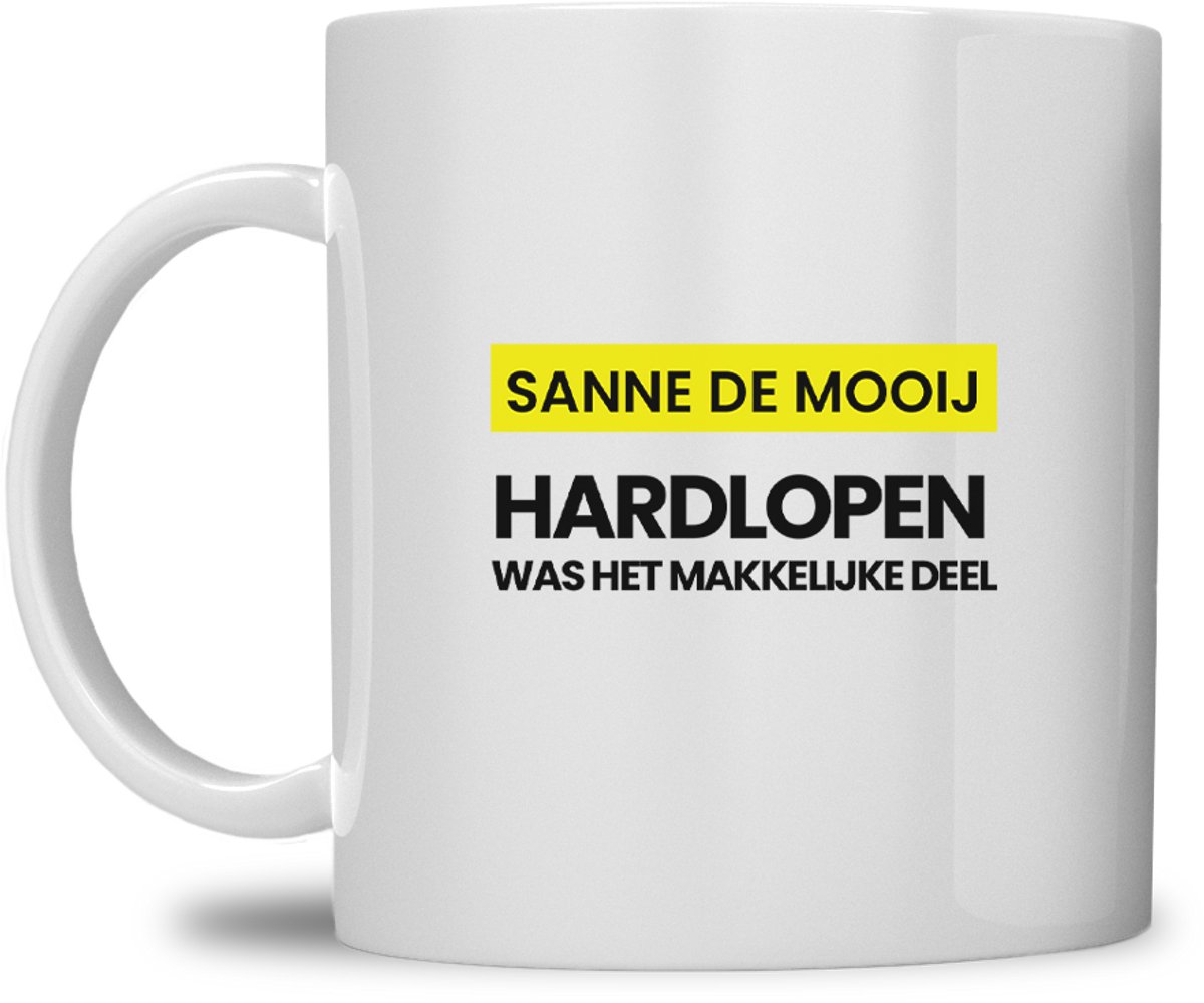fitgirl mok | gepersonaliseerd met naam | hardlopen is het makkelijke deel | wit | speciaal voor de hyrox liefhebbers | fit girl gym