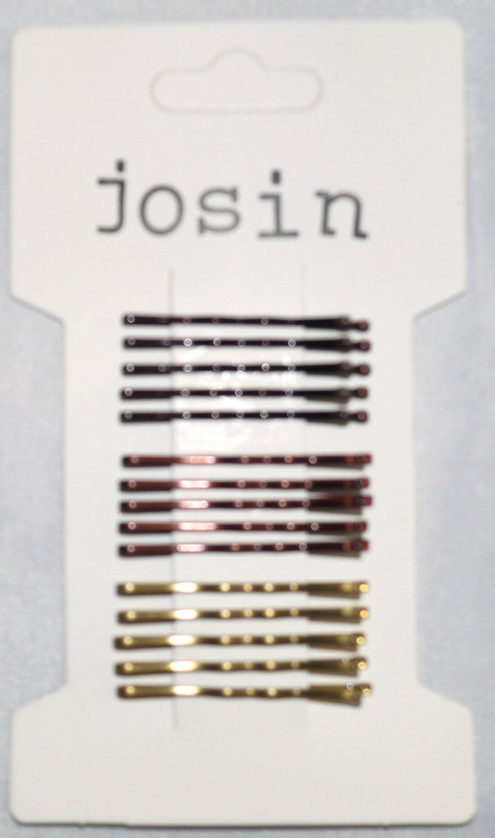 Josin Haarschuifspelden 3,5 cm 15 stuks. 5 stuks goud, 5 stuks licht bruin en 5 stuks zwart/donkerbruin.