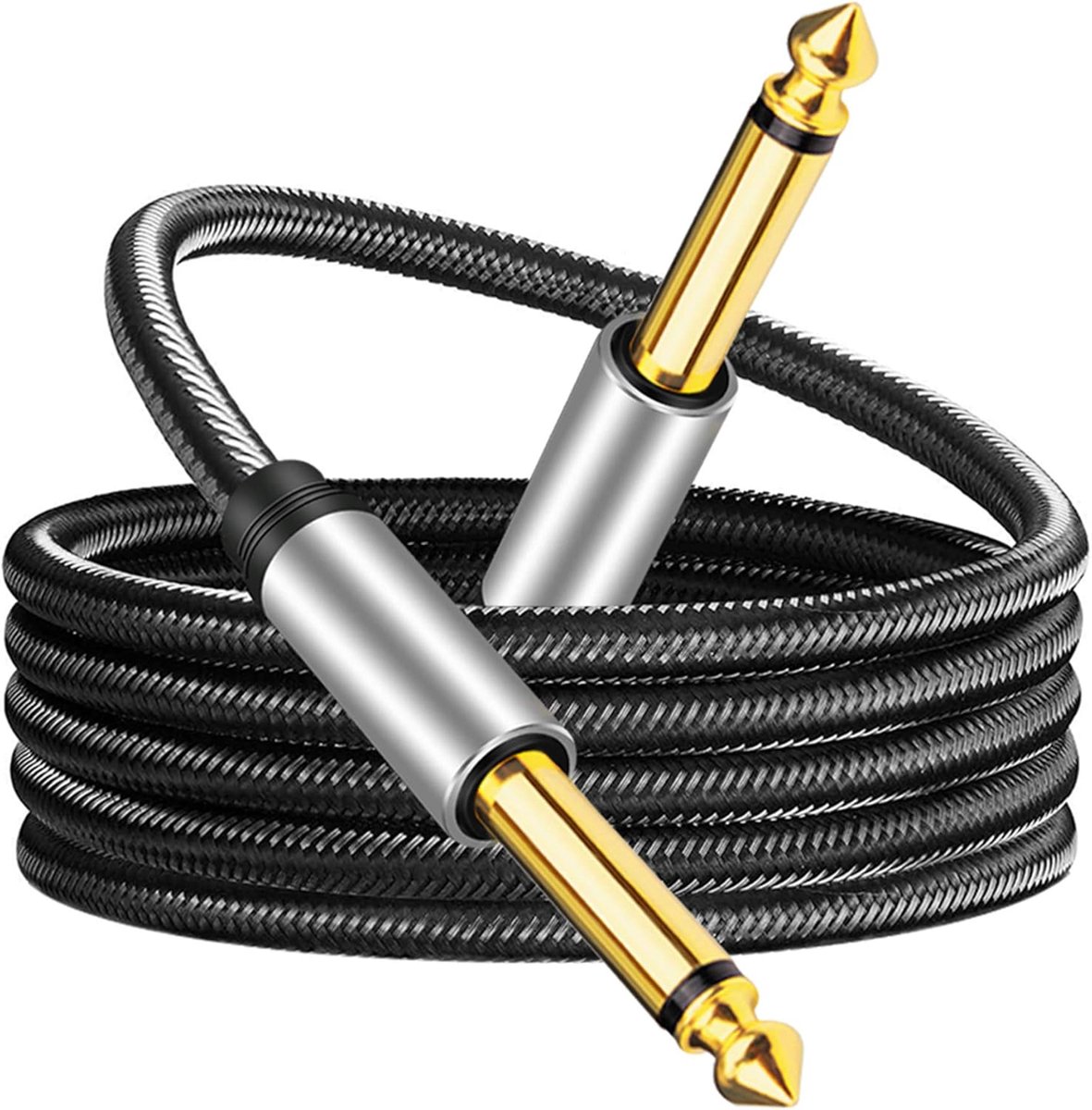 Vesfy Gitaarkabel 5 Meter - 6.3mm Jack naar 6.3mm - Instrumentkabel voor Gitaar, Bas & Keyboard