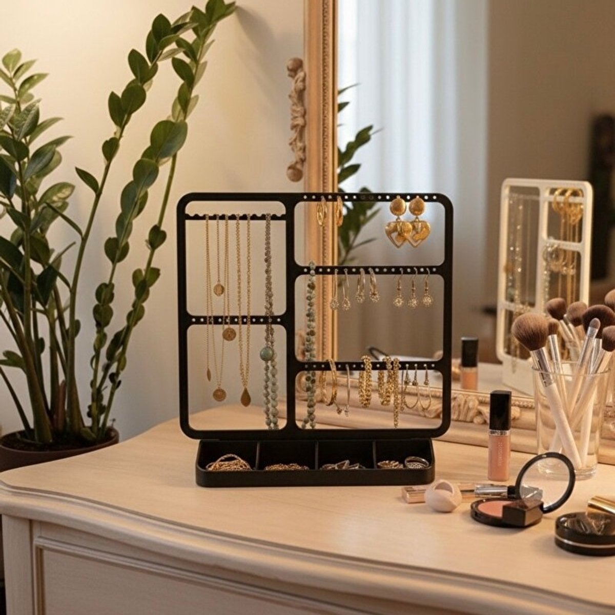 Skushy Sieraden Organizer Standaard - Juwelen Houder - Ring Oorbel Horloge Organizer - Accessoire Opberger - Sieraden Display - Zwart