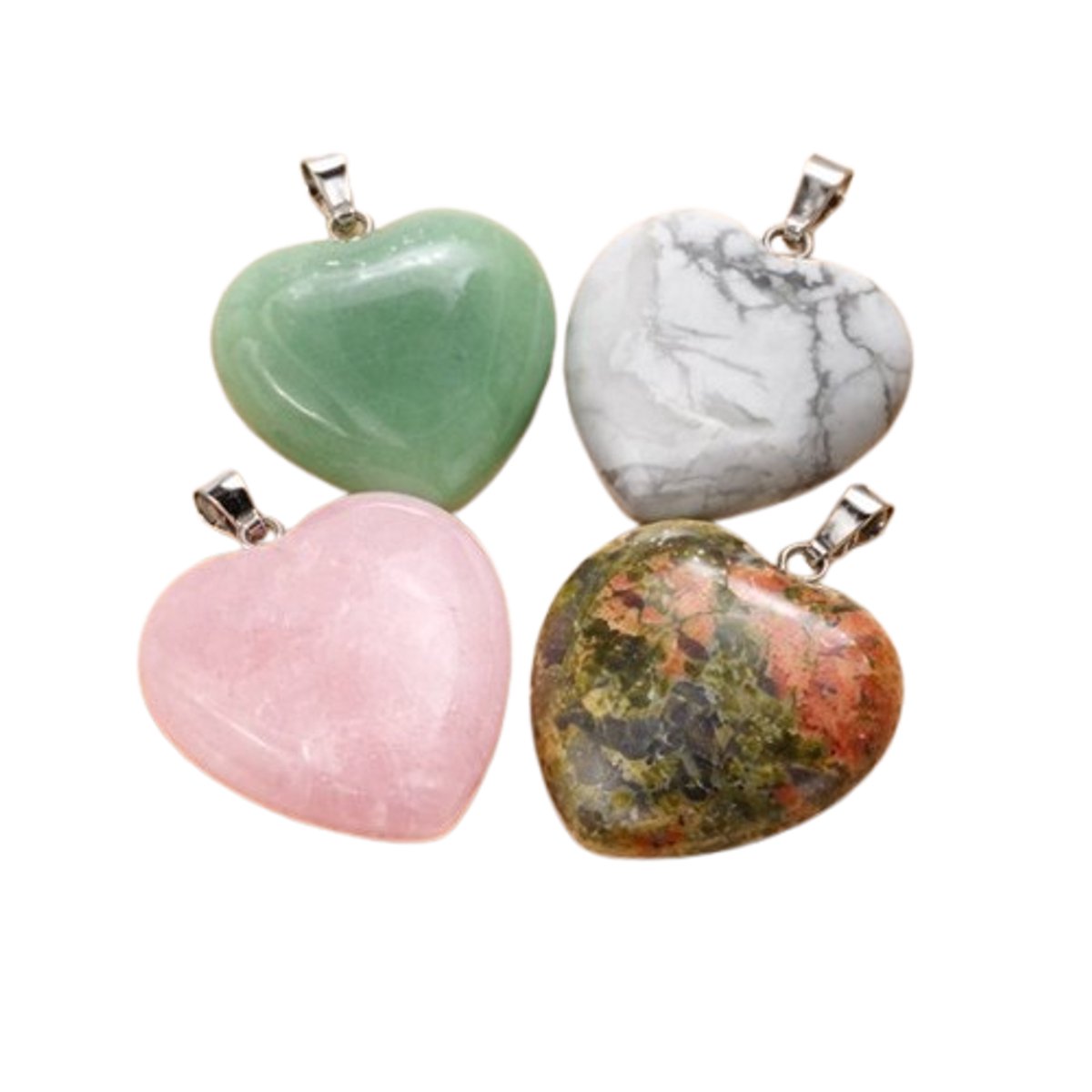 Cristaé Love Stones - Ketting Set - Hartvormige Edelstenen - 4 Delig - Met Veter Koord