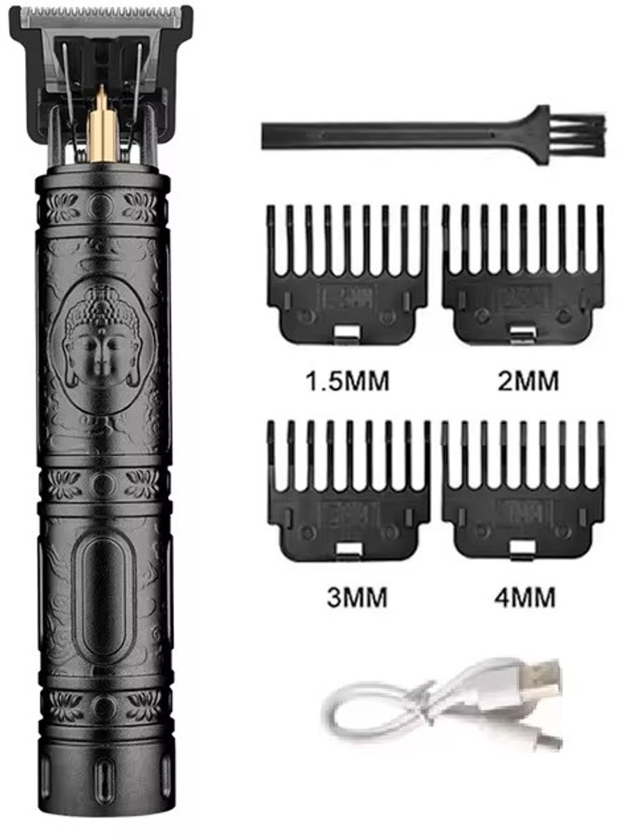 Vintage Feeling Baardtrimmer - Contouren tondeuse Unisex - Draadloos - Waterdicht - Zwarte Buddha - Vader Cadeautjes