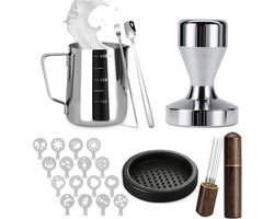 Barista Accessoire Set 22-delig – 51mm Koffiestamper – Espresso Machine Set incl. Tamper, Melkkannetje, WDT Tool & Latte Art Pen