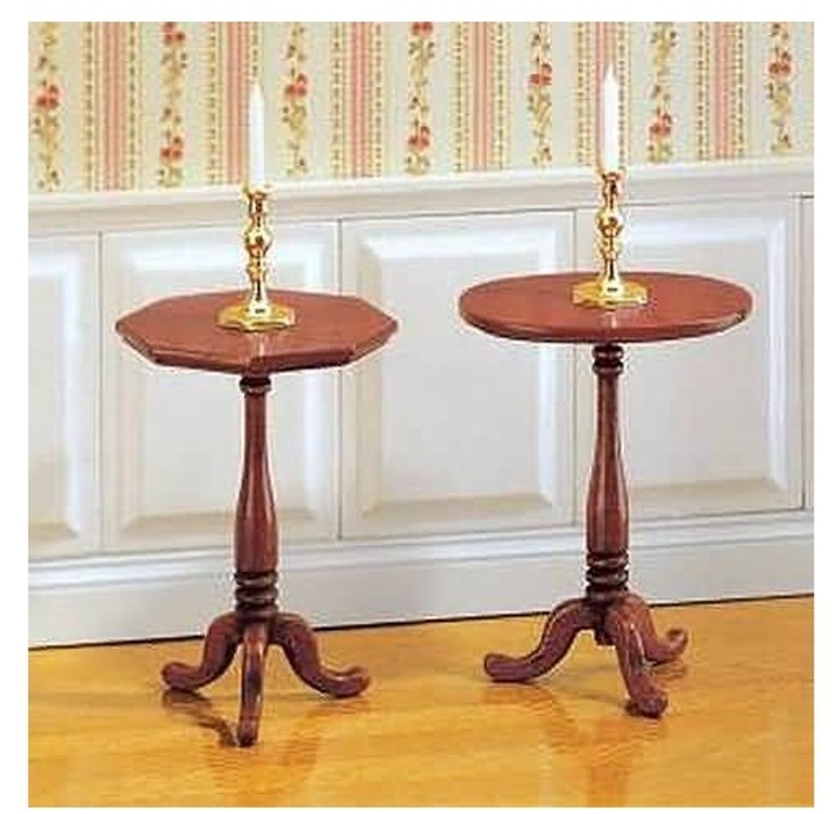 Mini Mundus 40047 Hepplewhite Candle Tables (2 stuks) Bouwpakket Schaal 1:12 – Houten Miniatuur Tafeltjes om te Verven of Beitsen
