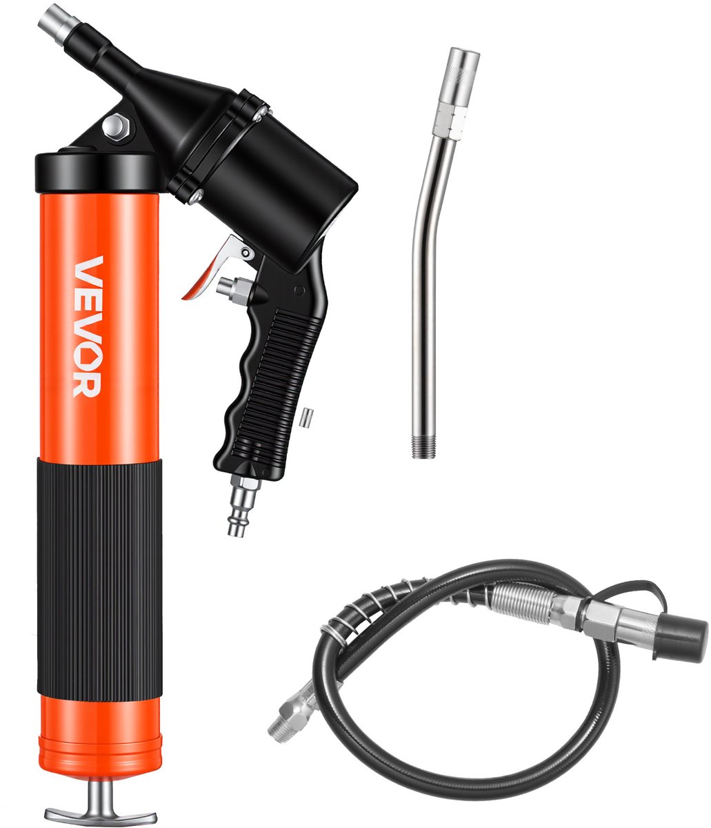 VEVOR Vetpistool, 413 Bar, Vetpistoolset met Pistoolgreep en Een Inhoud van 0,4 Liter, Inclusief 45,7 cm Flexibele Slang, 1 Verlengbuis en 2 Platte Sproeiers voor Automobiel- en Scheepvaarttoepassingen.