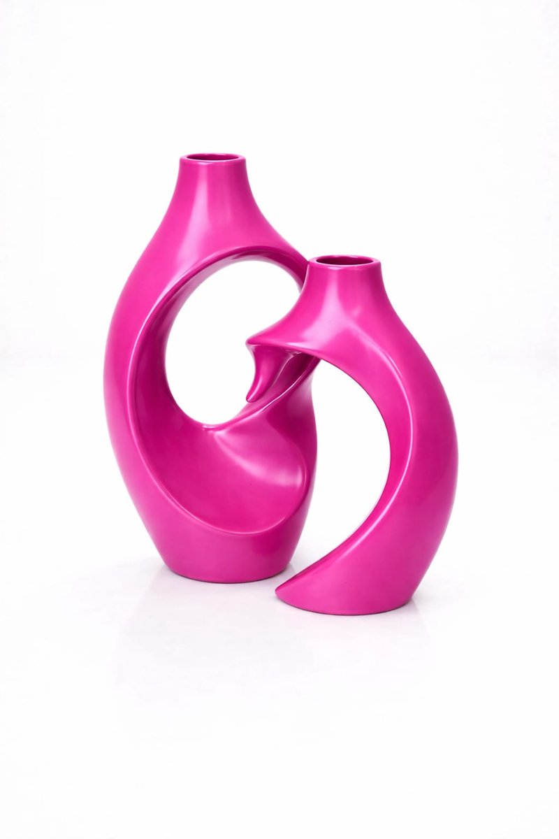 QORVANE Home - Abstracte siervazen - set van 2 - Roze