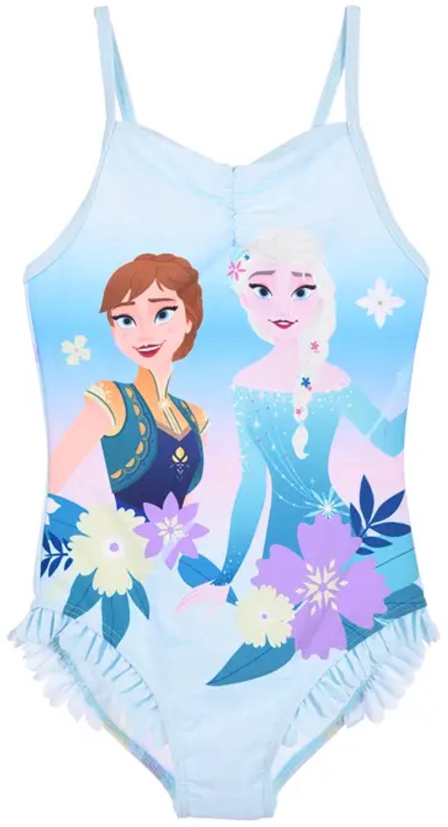 Disney Frozen Badpak Meisjes – Elsa & Anna – Blauw/Lichtgeel – Maat 110/116 – Officiële licentie