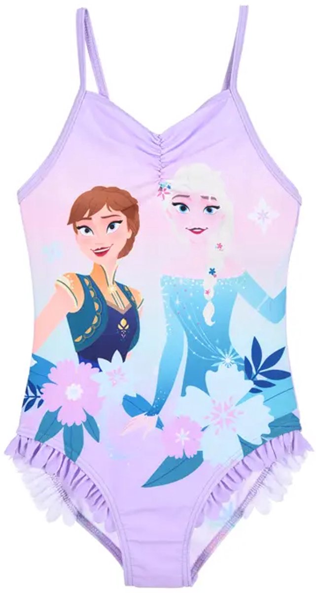 Disney Frozen Badpak Meisjes – Elsa & Anna – Paars – Maat 110/116 – Officiële licentie