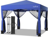 LOEFME Pop-up Paviljoen 300x300x250 cm - Verstelbare Hoogte - Met 4 Klamboe Zijwanden - Incl. Opbergtas & Bevestigingsset