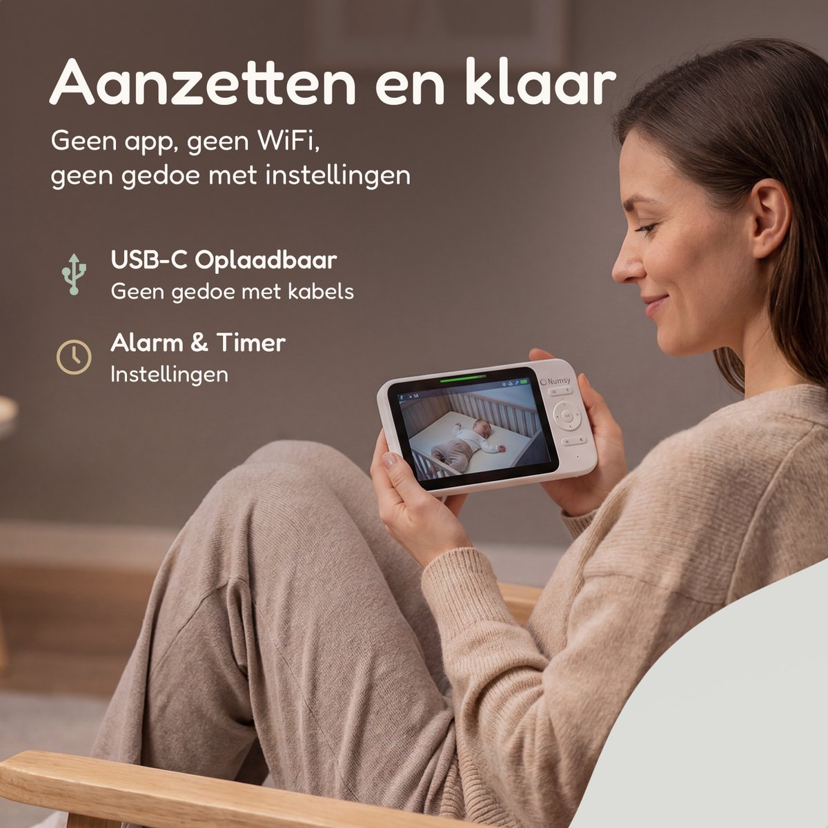 Numsy Babyfoon met Camera - Nachtzicht - afbeelding 3