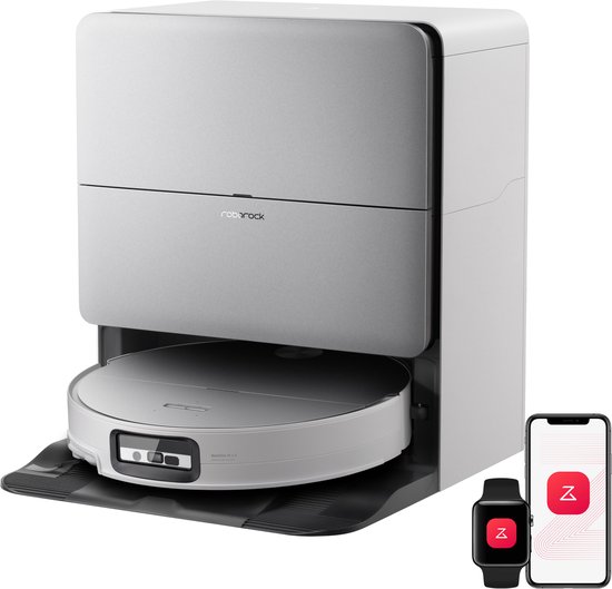 Roborock Saros 20 Sonic robotstofzuiger met dweil 4000 tr/min, 36000 Pa, antiklitsysteem, AI obstakelherkenning, AdaptiLift, wit