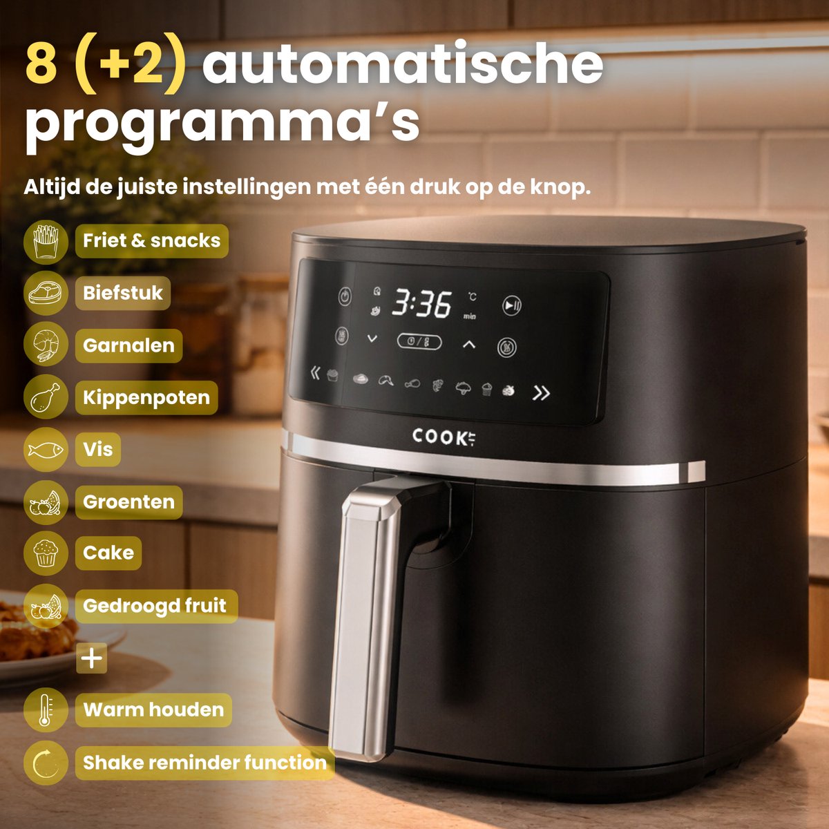 Media Evolution COOK-IT Airfryer 6L XL met Dubbele Lade - afbeelding 2