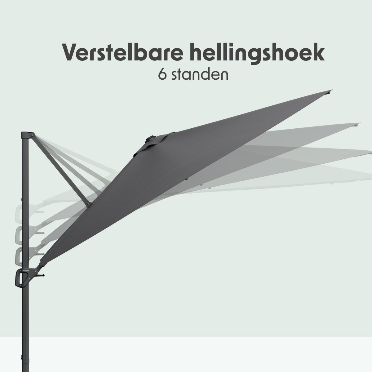 LifeGoods Zweefparasol - 294x294 cm - Kantelbaar - 6 Standen - Waterdicht - met Hoes - Antraciet – foto 5