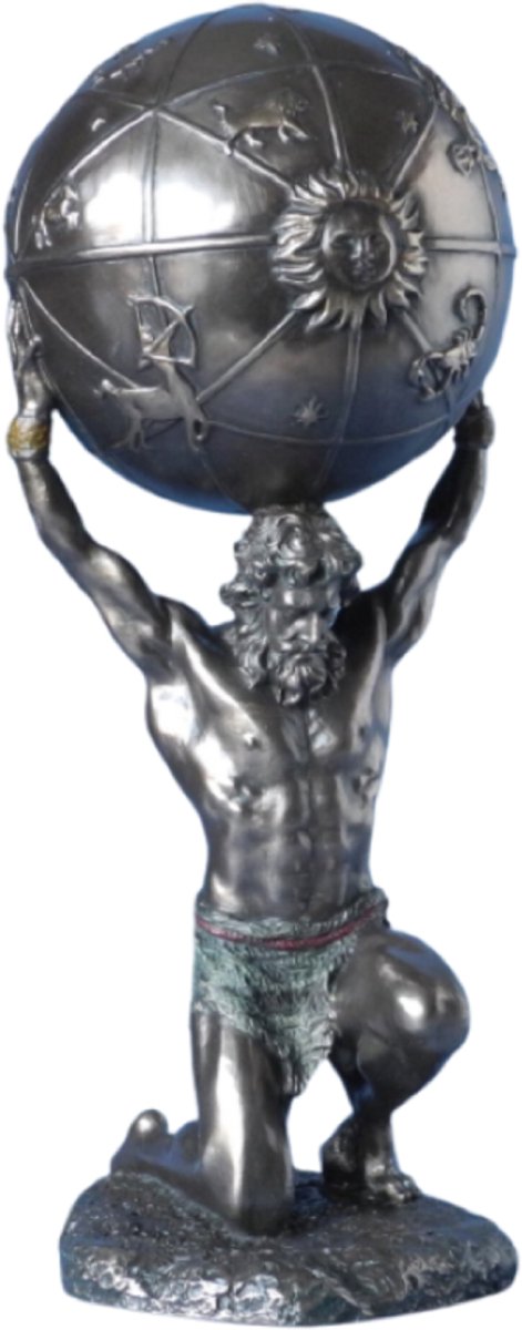 Atlas met hemelgewelf - Decoratief beeld - Bronskleurig - Verzamelbeeldje - 21 cm