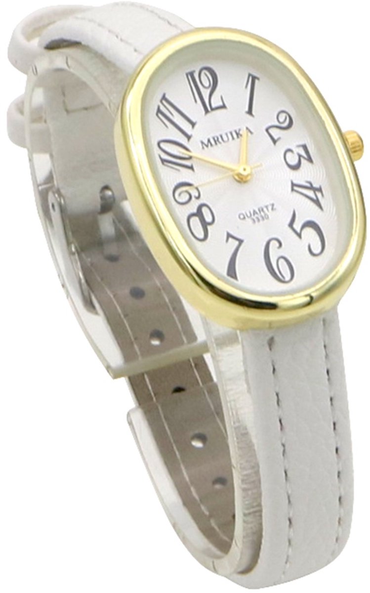 Horloge - quartz - PU band - wit - 36x22 mm