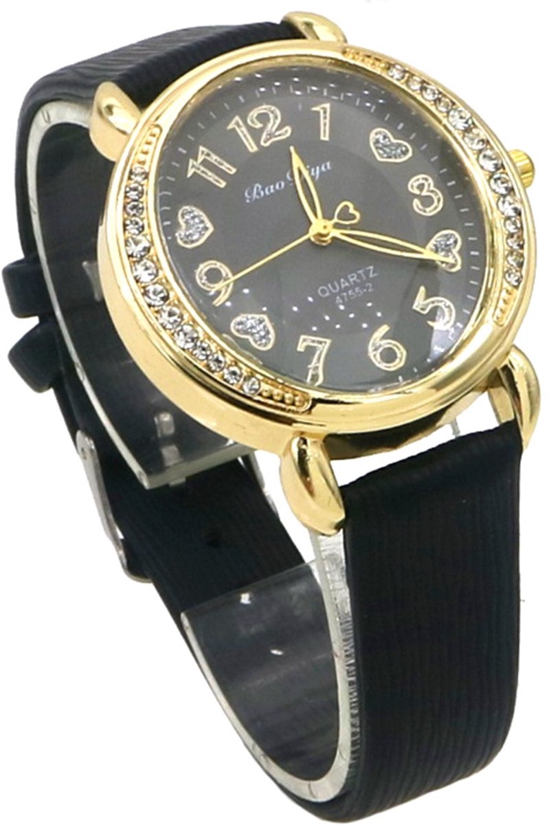 Horloge - quartz - PU band - zwart - 36 mm