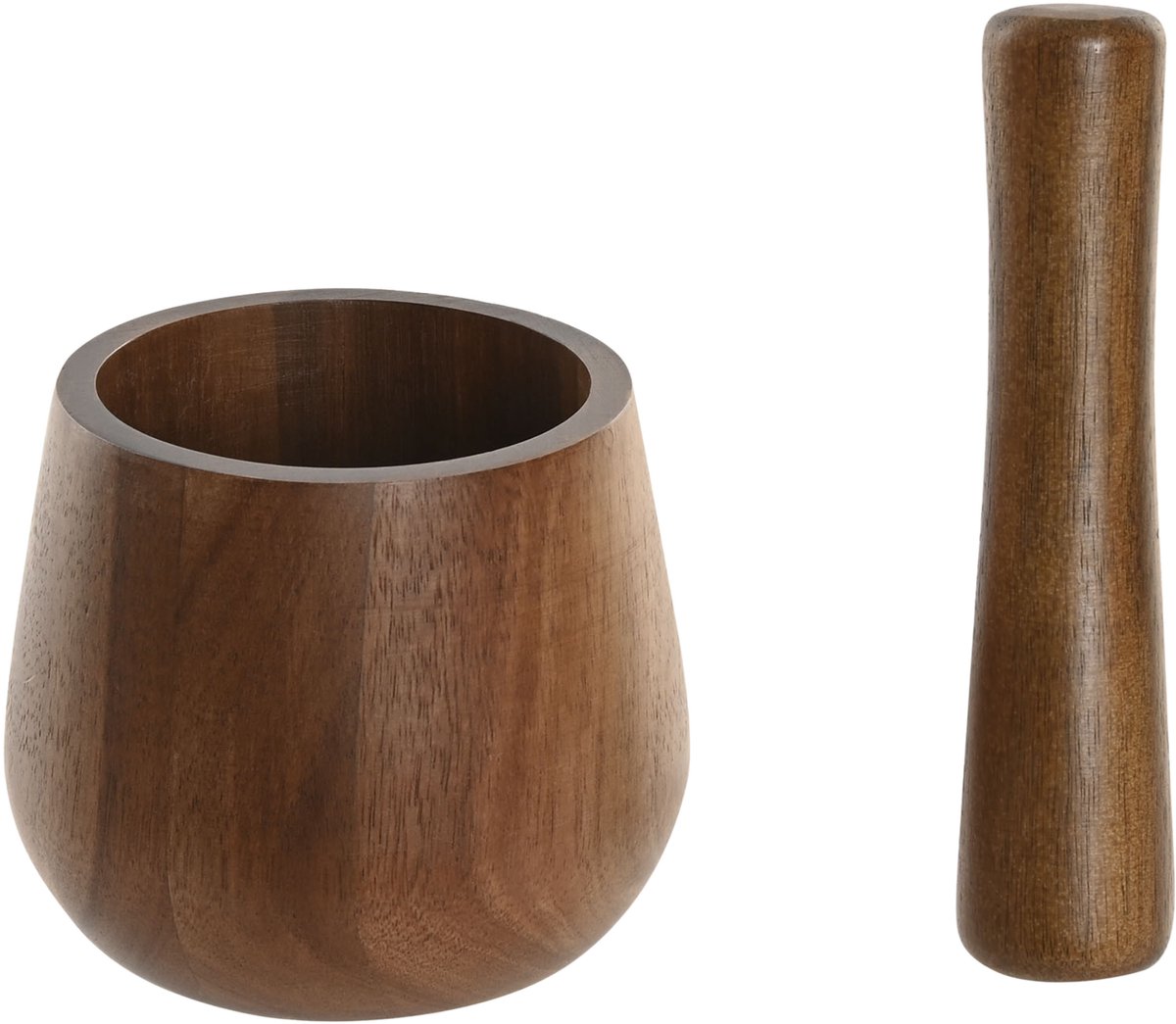ITEM Vijzel met stamper - bruin - Acacia - D12cm - keuken artikelen - mortier