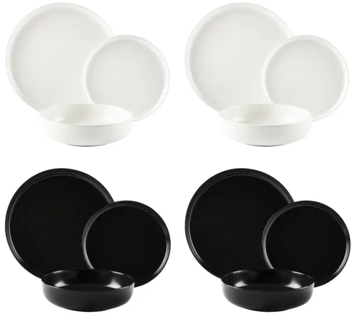 Excelsa Italiaans Design Nordic Serviesset – 12-Delig – Zwart & Wit – Porselein – 4 Personen