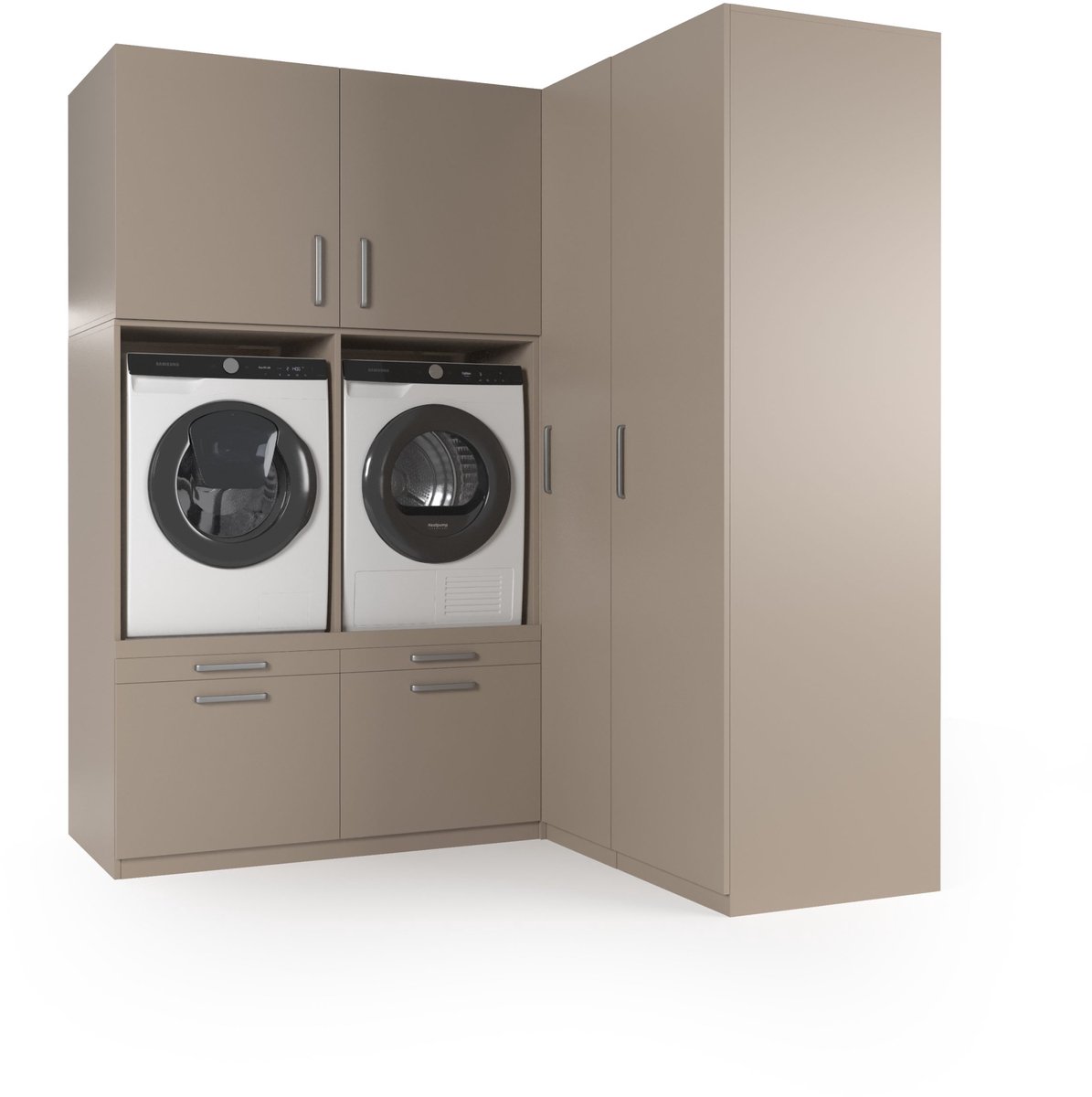Wasophoogte® Wasmachine Kast Milan - Wasmachine verhoger - Wasmachine ombouw - 700(D)*2030(B)*2350(H) mm - Taupe
