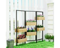 REDOM Plantenbak Met Scheidingswand - Inklapbaar - Modern - Voor Balkon En Tuin - Hout En Metaal - Naturel