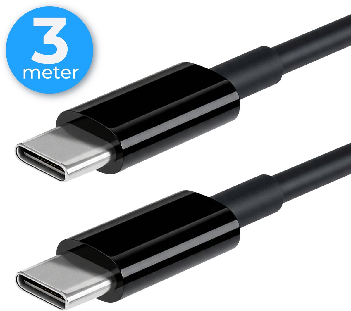 Nuvance Usb C naar Usb C Kabel - 3 Meter - Usb-C Kabels - Snellader - 480Mb/ps Data - Usb C Oplader - 60W - Zwart