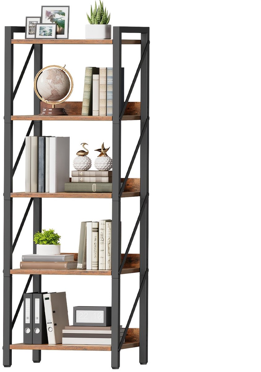 Meerlaagse Scheidingsplank – Gelakt Hout – Vrijstaand – 132 cm Hoog – Ruimtebesparend Opbergrek – Voor Woonkamer, Studeerkamer & Keuken
