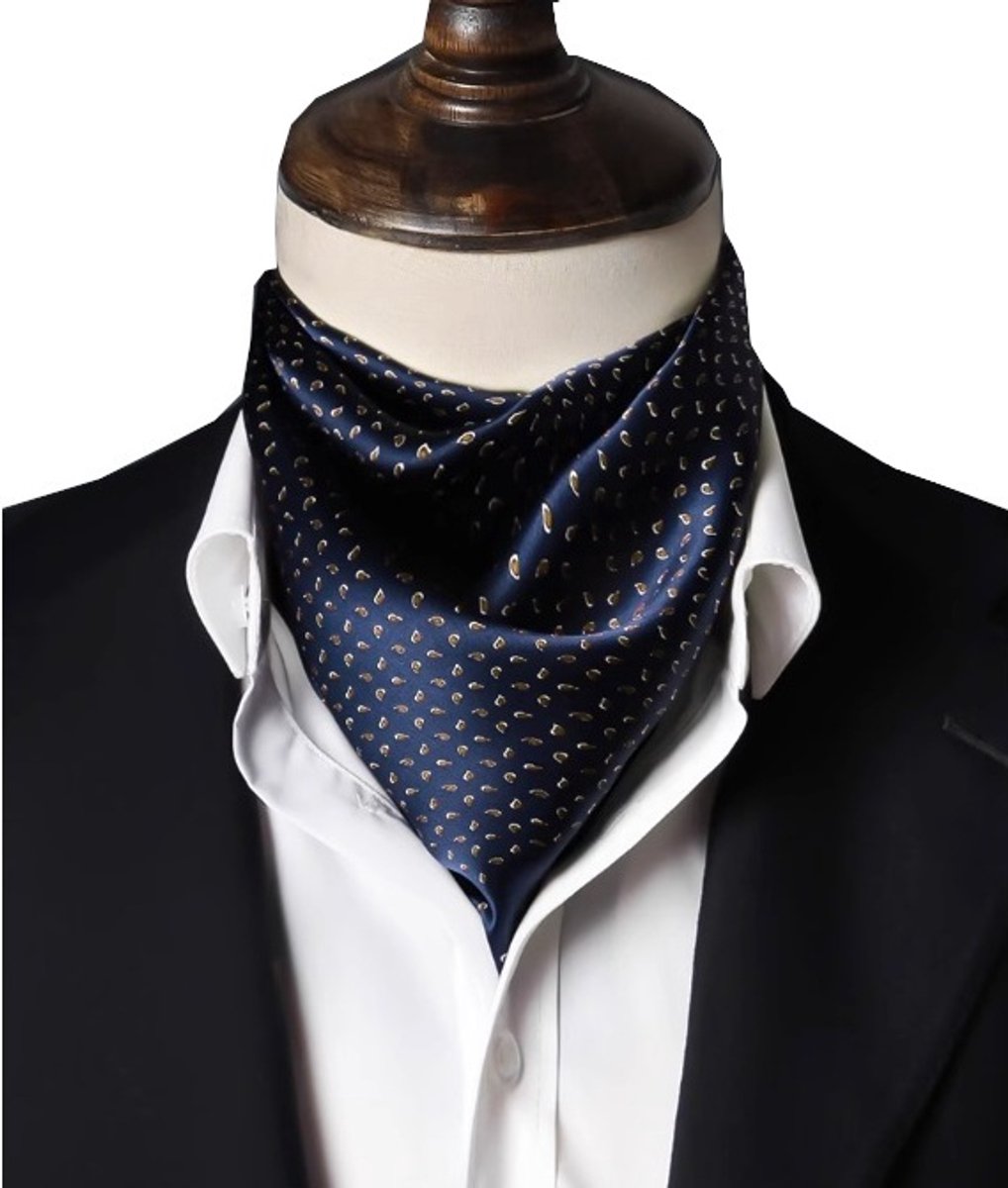 Stropdassjaal Zijde – Ascot – Heren – Zijden Sjaal – Blauw – 53 x 53cm