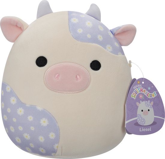 Squishmallows - Little Plush - Liesel - Cream and Lavender Floral Print Cow - 19cm Plush