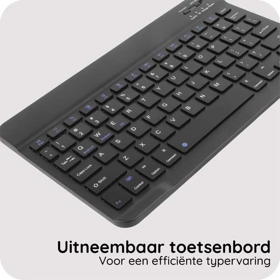 Gedetailleerde opname van het zwarte QWERTY toetsenbord met blauwe achtergrondverlichting.