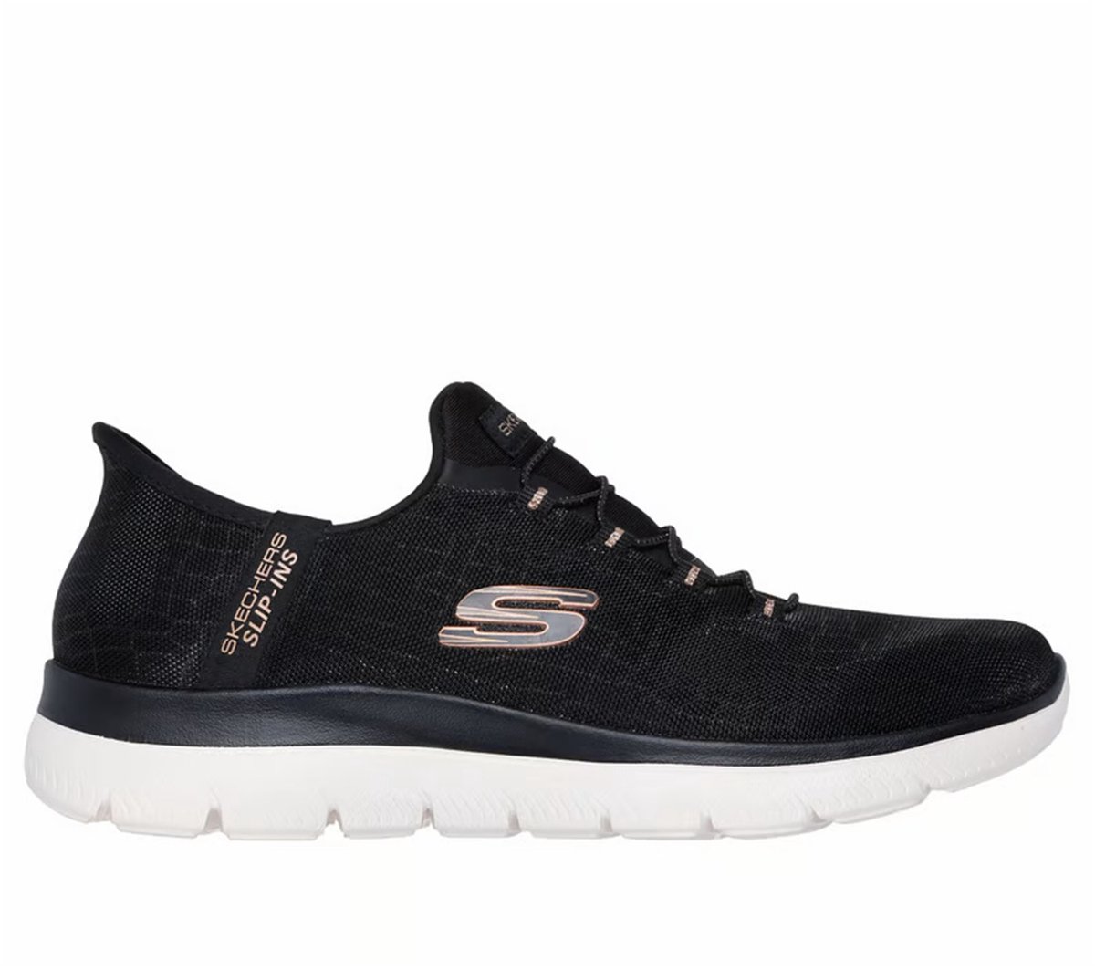 Buty Damskie SKECHERS SUMMITS CLASSY NIGHT 150128W-BKRG Czarne Slip-Ins 38,5