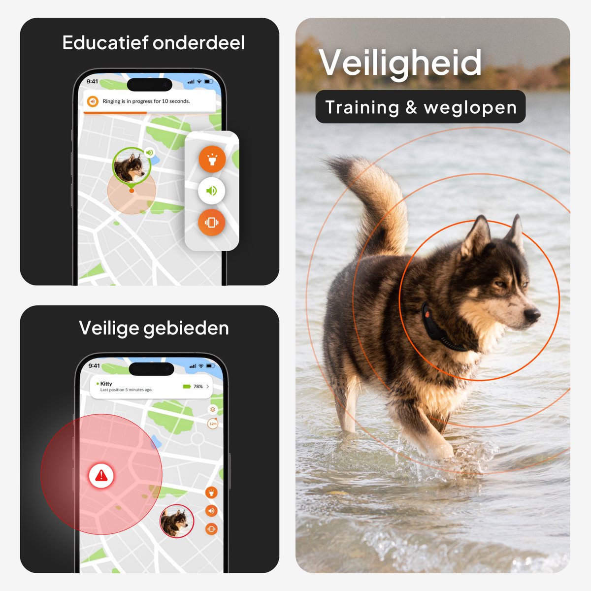 Weenect Dog XT Black Collar - NIEUWE GPS-hondenhalsband | XL-antenne | Waterdicht | Ultra-duurzame geïntegreerde Julius-K9-halsband | Abonnement vereist | Levenslange garantie thumbnail 7