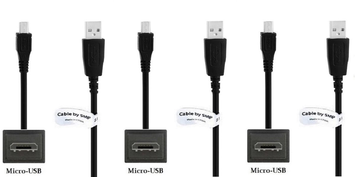 3 stuks OneOne 1,0m Micro USB kabel. Stevige laadkabel. Oplaadkabel snoer past op past op Samsung Galaxy J4 +, J5, J6, J6 Plus, J7, J8, M01, M01 Core, M01s, M02, M10, Ace, Champ, Chat, Corby, Core, Express, Fame, Gio, Grand