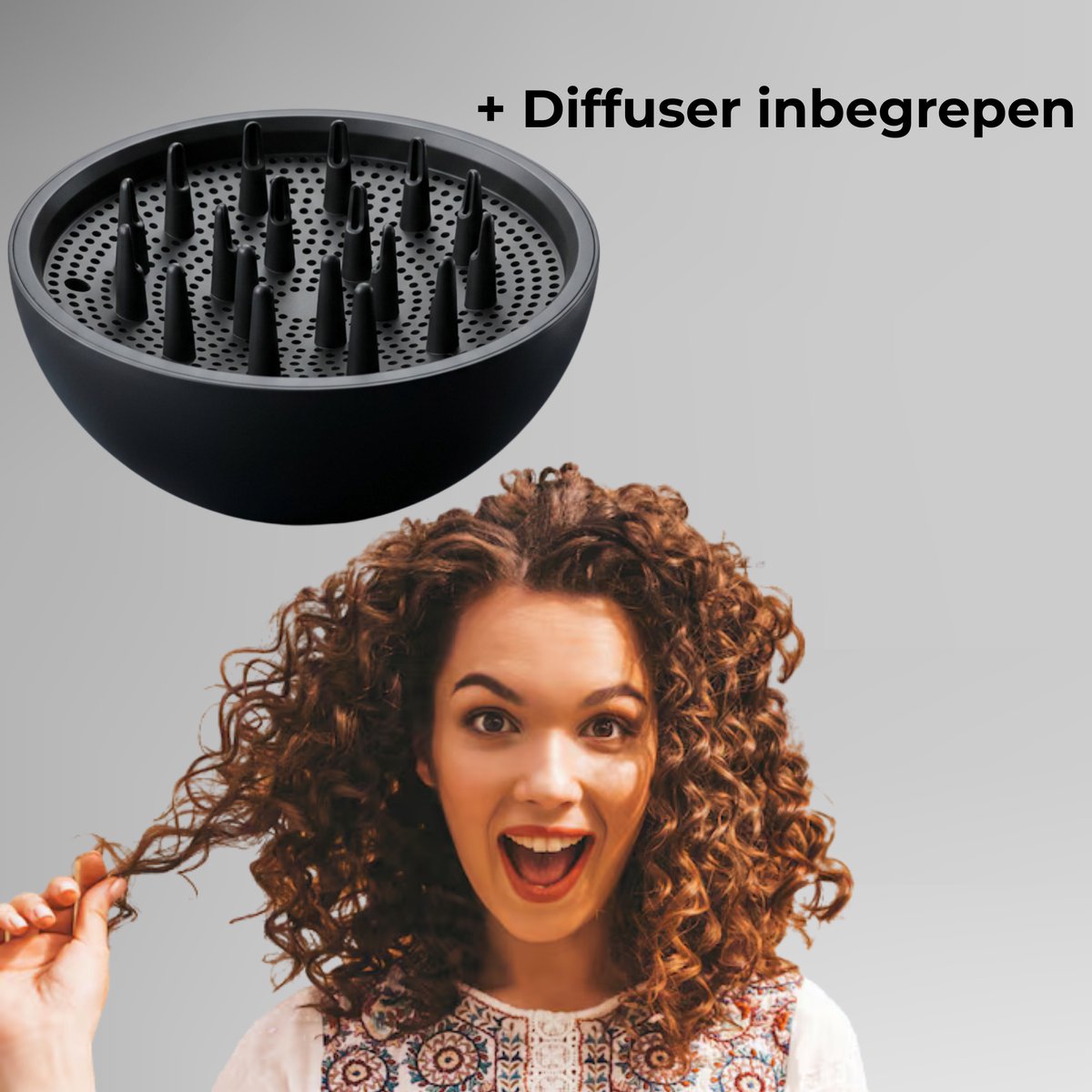 Ningbo Dooda Föhn met Diffuser 1600W en 3 Opzetstukken - afbeelding 2