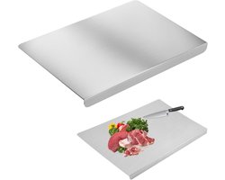 Stainless Steel Chopping Board with Lip, Steel Cutting Boards for Kitchen, 40 x 30 cm/15.7 x 11.8 inch L Shape, Pastry Baking Sheet, Kneading Board Cutting Mats, for Meat and Vegetables Bread