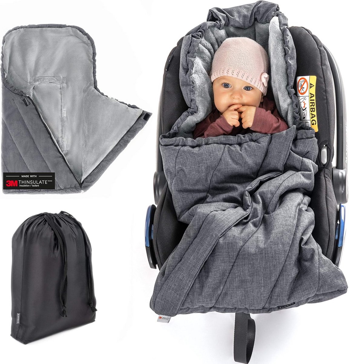 Universele Winter Voetenzak voor Autostoel | Waterafstotend en Ademend | Comfortabele Thermo Fleece Geïsoleerd met Capuchon