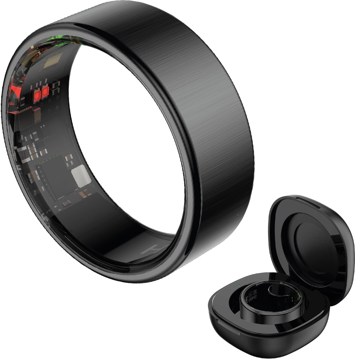 HAALE II Smart Ring met Oplaadcase - Matte Black - Size 8