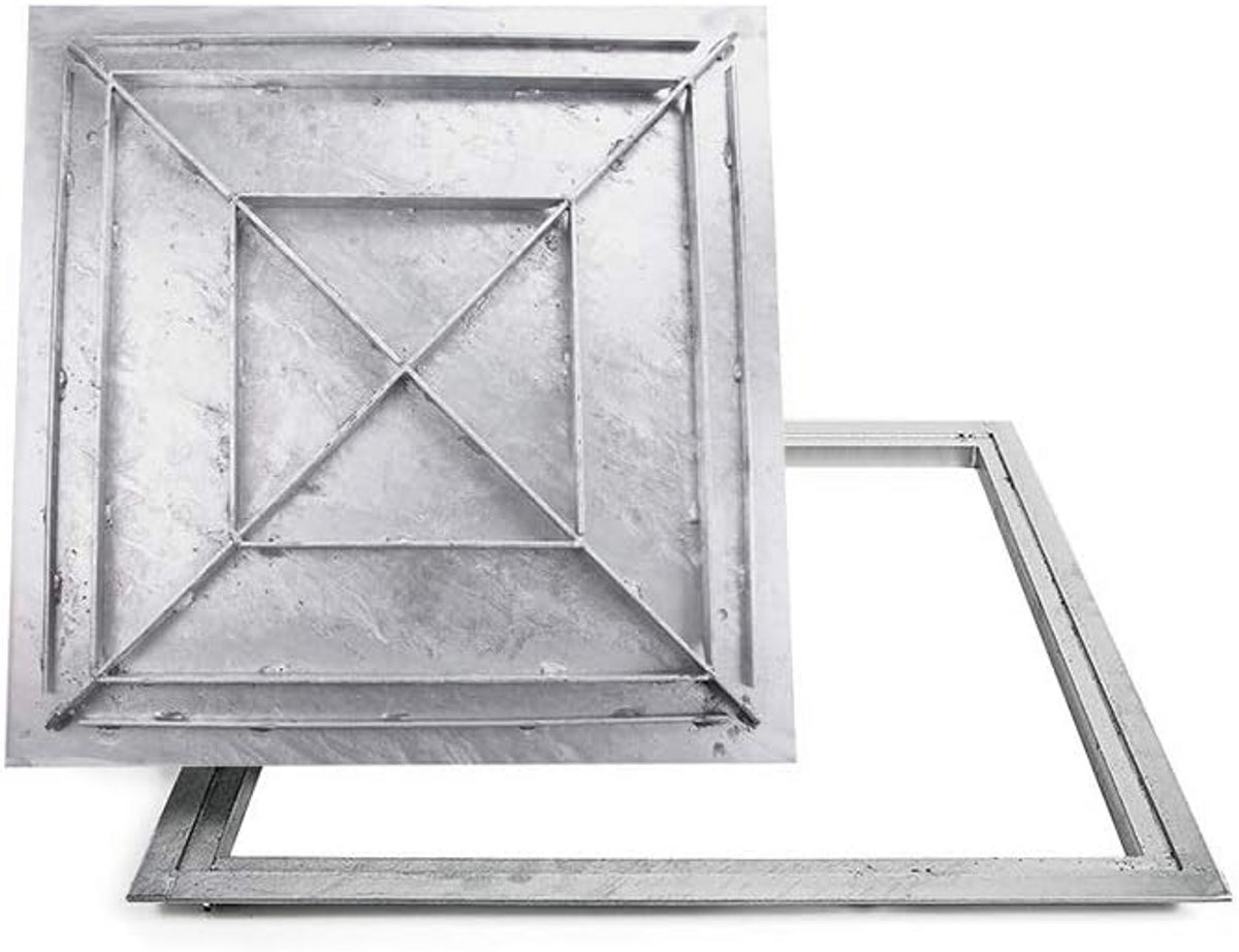 Verrijdbare stalen schachtafdekking 600 x 600 mm met traanplaat deksel